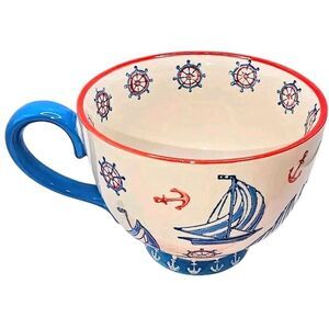 Grace's‎ Teaware Colorful Nautical Sailboat Tea Cup / Mug 14 Oz Capacity